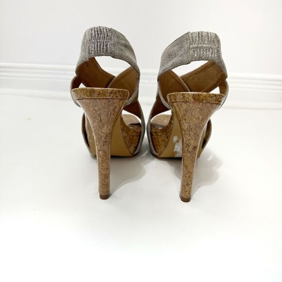Diane Von Furstenberg  Zia Metallic Crisscross Cork Platform Sandals  Size 7.5 - Picture 4 of 16